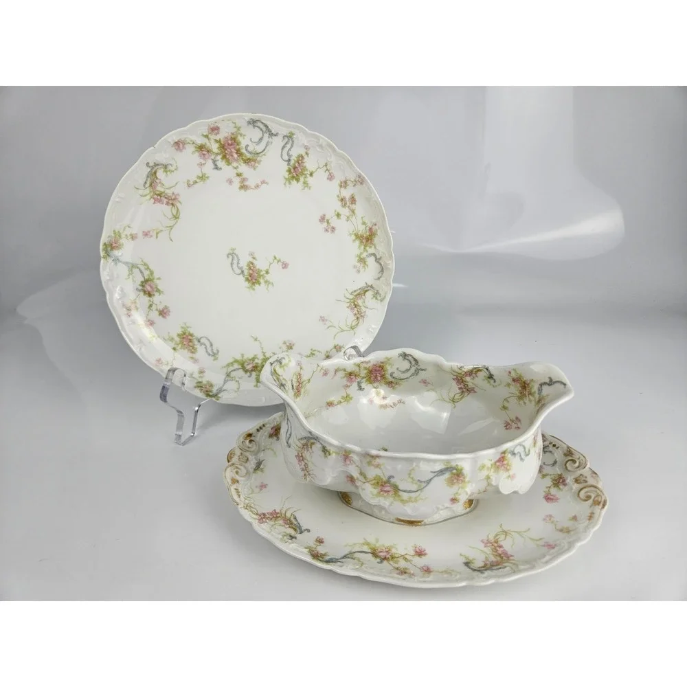 Haviland Limoges‎ Berry Bowl w Attached Underplate & Cabinet Plate